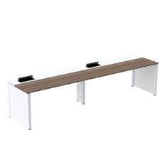 Imagem de Mesa de Plataforma Simples para 2 Pessoas Corporativa 110x792/2p Pscpp110/792/2p Walnut/Branco