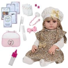 Imagem de Boneca Reborn Loira Princesa Com Bolsa Itens Enxoval Oncinha - Cegonha