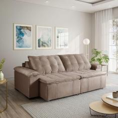 Imagem de Sofá Cama Palmeira 3 Lugares Retrátil Reclinável 2,20m Veludo com Molas CabeCasa MadeiraMadeira Castor