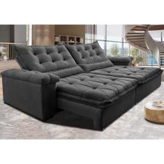 Imagem de Sofá Retrátil e Reclinável 2,55m Cama inBox Big Fresh com SoftGel D40 Velupluma Cinza