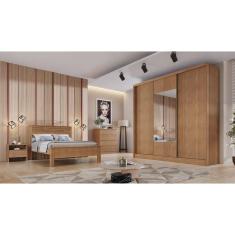 Imagem de Guarda Roupa Casal com Espelho 3 Portas 8 Gavetas - Medelim-Cumaru - Móveis Novo Horizonte