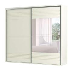 Imagem de Guarda-Roupa Casal com Espelho Caribe 2 pt 4 gv Off White 267 cm