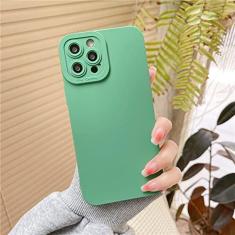 Imagem de Capa de telefone fluorescente de cor sólida de silicone macio para iPhone 13 12 11 Pro XS Max 7 8 Plus X XR SE 2 Capa de proteção de câmera, verde, para iPhone 11Pro Max