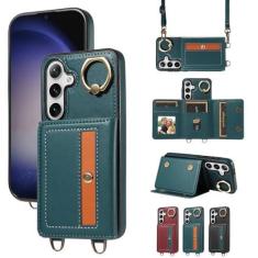 Imagem de Furill Capa de telefone para Samsung Galaxy S24 5G capa carteira com alça de ombro transversal e porta-cartão de couro, bolso de crédito, suporte giratório em 360°, acessórios de célula S 24 24S GS24