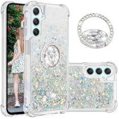 Imagem de Ephoou Capa de areia movediça para Samsung Galaxy A25 5G para mulheres e meninas, capa com glitter brilhante fluindo líquido transparente com suporte de diamante brilhante para Samsung Galaxy A25 5G