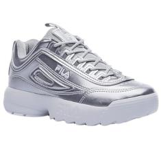 Imagem de Tênis Sapato Infantil Fila Disruptor Tratorado Prata Confortável Com Cadarço Prata Durável Confortável Fashion Chique