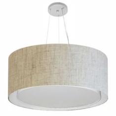 Imagem de Lustre Pendente Cilíndrico Duplo Md-4303 Cúpula em Tecido 70x30cm Rustico Bege - Bivolt