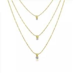 Imagem de Colar Triplo Ponto de Luz Belíssimo Folheado A Ouro 18k