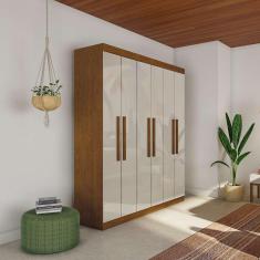 Imagem de Guarda-Roupa Casal Marina 6 pt Imbuia e Off White