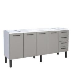 Imagem de Gabinete de Aço Para Pia 200cm 4 Portas Juno/Apolo 4 Gavetas Cozimax Cinza Argila