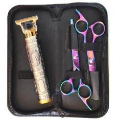 Imagem de Kit Profissional Tesouras Colorida + Maquina Cortar Cabelo Barba - Leh