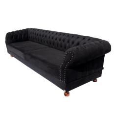Imagem de Dois Sofás Chesterfield Duque 3 lugares 1,80 - Suede Preto / sala de estar, recepção, barbearia