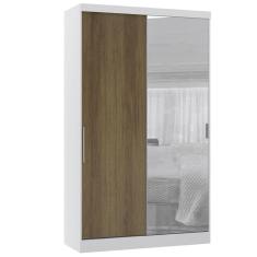 Imagem de Guarda Roupa Modulado 134,50cm 2 Portas De Correr Com Espelho Alpes Branco Pf Com Avelã Pf