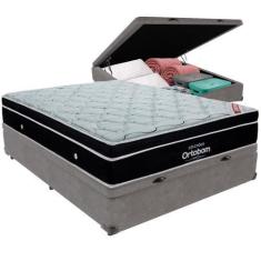 Imagem de Cama Box Baú e Colchão Elegant Molas Ensacadas Casal Ortobom,  Cinza