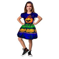 Imagem de Fantasia Halloween Infantil Feminina Vestido Abobora Com Tiara - Fanta