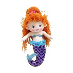 Imagem de Sereia De Pelúcia Saia Biquini Azul Escamas Roxa 32 Cm