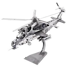 Imagem de Montado Quebra-cabeça de helicóptero de prata 3d quebra-cabeças para adultos brinquedos educativos de construção para modelo kit passatempo presentes 3d quebra-cabeças, artesanato Engraçado