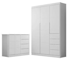 Imagem de Cômoda E Guarda Roupa Infantil Eloá Branco Acetinado  Phoenix Baby