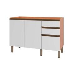 Imagem de Balcão de Cozinha Gabinete Macadâmia p/ Pia c/ 2 Portas 120cm Freijo/B