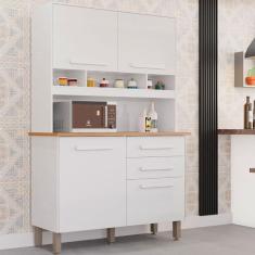 Imagem de Armário De Cozinha 4 Portas 2 Gavetas Sofia Plus Imop Móveis Branco Neve