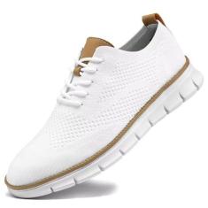 Imagem de Tênis masculino Oxford com cadarço leve casual para caminhada, Branco, 39