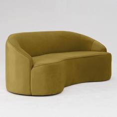 Imagem de Sofá Curvo Montserrat 180cm 03 Lugares Veludo Amarelo - Nexta Casa