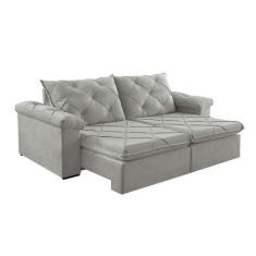 Imagem de Sofá 3 Lugares Retrátil e Reclinável Astor Veludo Cinza Prateado 202 c