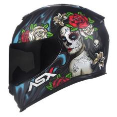 Imagem de Capacete ASX Eagle Catrina Preto e Vermelho Fosco Masculino e Feminino