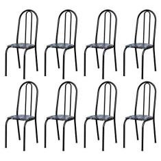 Imagem de Kit 8 Cadeiras 050 América Cromo /Florido - Artefamol