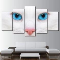 Imagem de Quadro Decorativo Gato Olho  5 partes 130x65 em tec