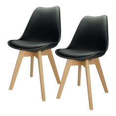 Imagem de Kit 2 Cadeiras Charles Eames Leda Design Wood Estofada Base Madeira