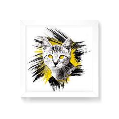 Imagem de Arte Maníacos Quadro Decorativo Gato Colagem Fundo  - 50x50cm (Moldura em laca )