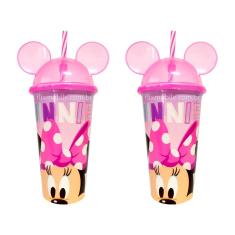 Imagem de Kit com 2 Copos da Minnie com Orelhas e Canudo 500ML