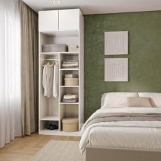 Imagem de Guarda-roupa Modulado 2 Peças 2 Portas Jade Cabecasa Madeiramadeira Branco Fosco
