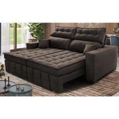 Imagem de Sofá Retrátil e Reclinável 1,80m Molas Ensacadas e Costura Tripla Cama Inbox Japão Velusoft Café