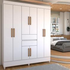 Imagem de Guarda-Roupa Solteiro Leal 8 Portas 2 Gavetas Branco - Panorama Móveis