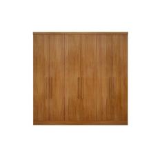 Imagem de Módulo de Quarto Casal Guarda Roupa Rizon c/ 6 Portas e 4 Gavetas Freijo Cumaru - Novo Horizonte