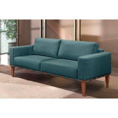 Imagem de Sofá Namoradeira Bella Base Em Madeira Maciça Castellar Móbile Azul