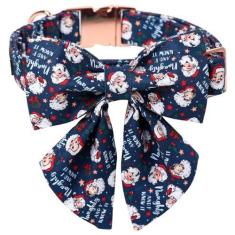 Imagem de Coleira de Papai Noel Maca Bates Natal com gravata borboleta para cães, gravata borboleta de marinheiro, ajustável, coleiras azuis, acessórios, presente para cachorrinho pequeno, médio, grande, GG,