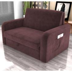 Imagem de Sofá Cama Com Baú 2 Lugares Harry Veludo Rosê