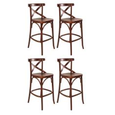 Imagem de Kit 4 Banquetas Alta com Encosto para Bancada 104 Cm Vittória X Madeira Maciça Pinhão CCS