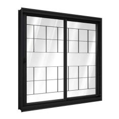 Imagem de Janela de Correr de Aço 100 x 120 x 12 cm Preto 2 Folhas Esquerda Grad