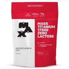 Imagem de Mass Titanium 17500 Zero Lactose - 2400G Refil Morango - Max Titanium
