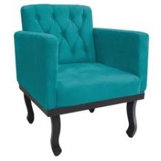 Imagem de Poltrona Classic Pés Luís XV Suede  Turquesa - ADJ Decor