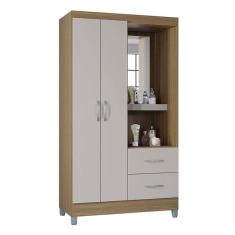 Imagem de Guarda Roupa Solteiro Cordoba 2 Portas Castanho Off White - Poquema