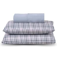 Imagem de Jogo Cama Lençol Verace Queen Percal 300 Fios c/ Fronhas Estampadas 3 Peças - Cinza