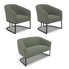 Imagem de Sof  Namoradeira E 2 Poltronas Industrial Pto Stella Boucl  M