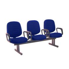 Imagem de Cadeira Em Longarina Com 03 Lugares Linha Blenda Azul