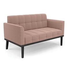 Imagem de Sofá Namoradeira Base Madeira Fixa Preto Elisa Bouclê D03 - D`rossi Cor Rose