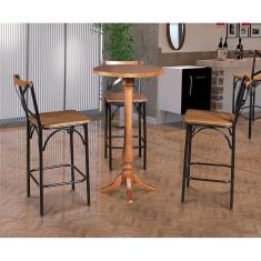 Imagem de Conjunto Bistrô Industrial Mesa Com 3 Banquetas Alta Paris - Castanha - Marrom